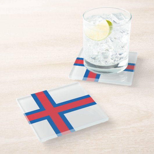 Fahne der Färöer Glasuntersetzer (Schrägansicht)