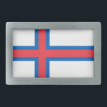 Fahne der Färöer Rechteckige Gürtelschnalle<br><div class="desc">Patriotische Flagge der Färöer Inseln.</div>
