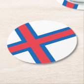 Fahne der Färöer Runder Pappuntersetzer (Angewinkelt)