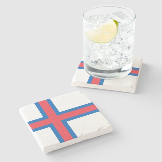 Fahne der Färöer Steinuntersetzer (Seitenansicht)