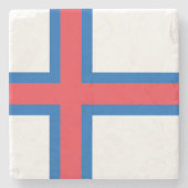 Fahne der Färöer Steinuntersetzer (Vorderseite)