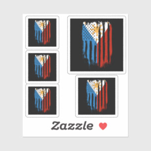 Fahne der Halb-Amerikaner Filipino Philippinen Aufkleber