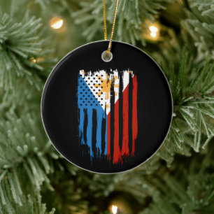 Fahne der Halb-Amerikaner Filipino Philippinen Keramik Ornament
