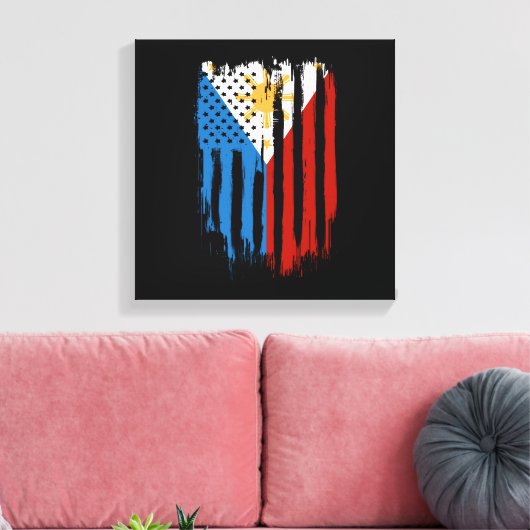 Fahne der Halb-Amerikaner Filipino Philippinen Leinwanddruck (Insitu (Wohnzimmer))
