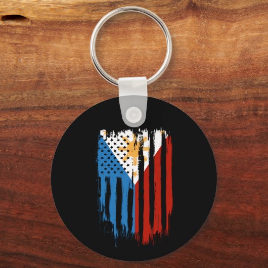Fahne der Halb-Amerikaner Filipino Philippinen Schlüsselanhänger (Vorderseite)