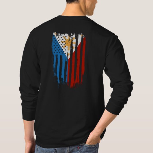 Fahne der Halb-Amerikaner Filipino Philippinen T-Shirt (Rückseite)