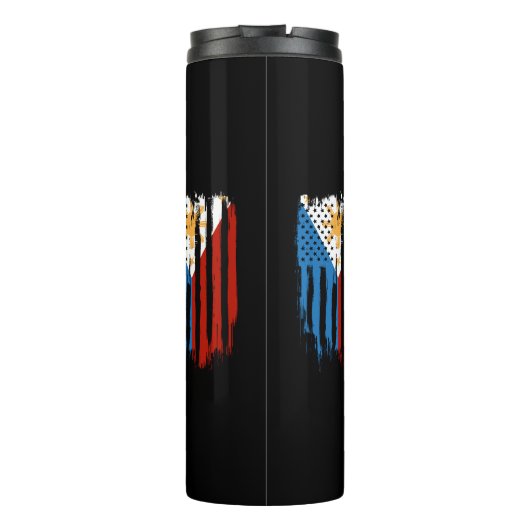 Fahne der Halb-Amerikaner Filipino Philippinen Thermosbecher (Rückseite)