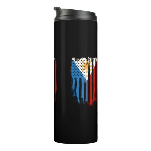 Fahne der Halb-Amerikaner Filipino Philippinen Thermosbecher (Nach rechts gedreht)