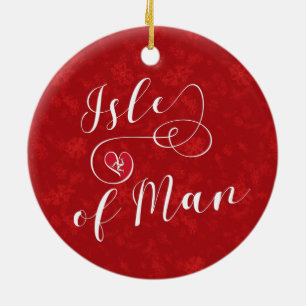 Fahne der Insel Man im Herzen, Manx Keramik Ornament