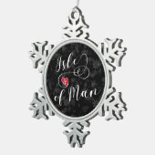 Fahne der Insel Man im Herzen, Manx Schneeflocken Zinn-Ornament (Rechts)