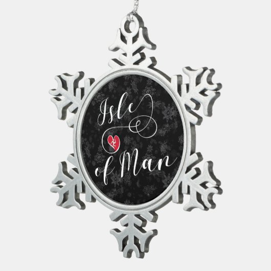 Fahne der Insel Man im Herzen, Manx Schneeflocken Zinn-Ornament (Rechts)