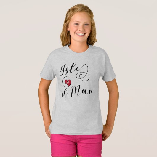 Fahne der Insel Man im Herzen, Manx-T - Shirt (Vorne ganz)