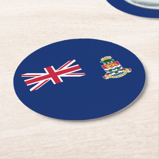 Fahne der Kaimaninseln Runder Pappuntersetzer (Angewinkelt)