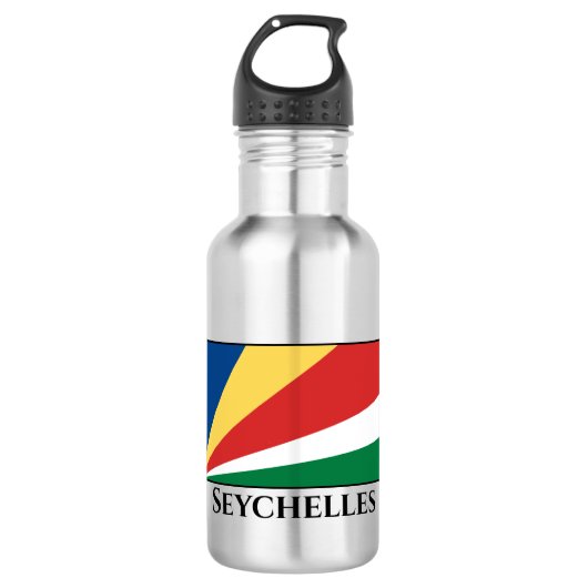 Fahne der Seychellen Edelstahlflasche (Vorderseite)