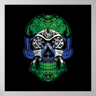 Fahne der Torres Strait Islands Skull and Rose Poster