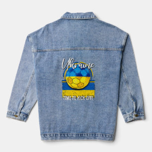 Fahne der Ukraine, Retro-Vintager Fußball Jeansjacke