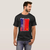 Fahne der US-China Halb-Amerikaner Hälfte der Chin T-Shirt (Vorne ganz)
