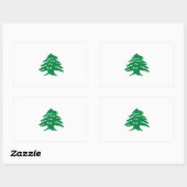 Fahne des grünen Libanon-Zedernbaums Rechteckiger Aufkleber (Blatt)