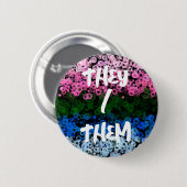 Fahne des Niedlichen floralen Allromantischen Retr Button (Vorne & Hinten)