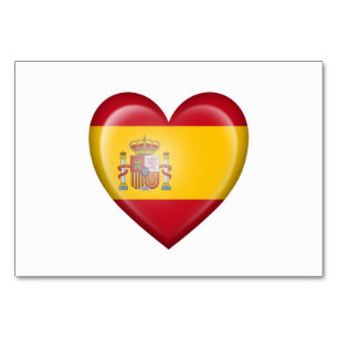 Fahne des spanischen Herzens auf Weiß Tischnummer
