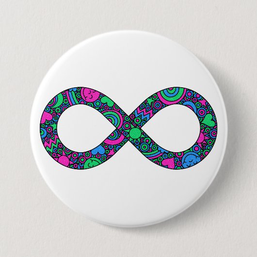 Fahne des unendlichen Neurodiversen Doodle-Polysex Button (Vorderseite)