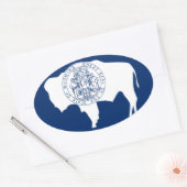 Fahne des Wyoming Ovaler Aufkleber (Umschlag)