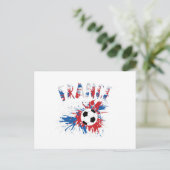 Fahne "France Soccer Ball Grunge" Postkarte (Stehend Vorderseite)
