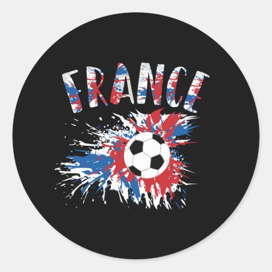 Fahne "France Soccer Ball Grunge" Runder Aufkleber (Vorderseite)