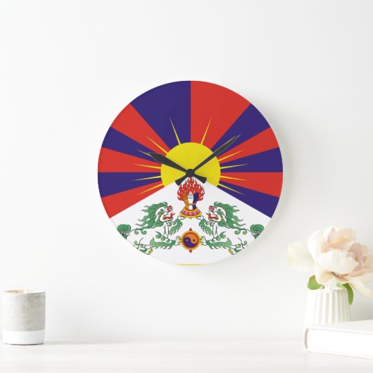 Fahne "Free Tibet" Große Wanduhr (Zuhause)