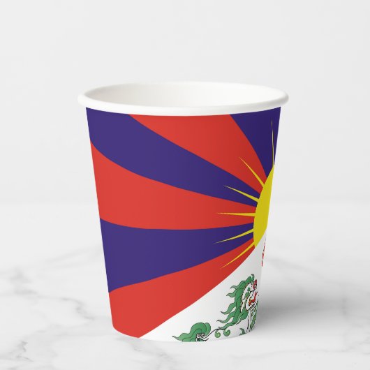 Fahne "Free Tibet" Pappbecher (Vorderseite)