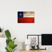 Fahne für alten Chile aus Holz Poster (Heimbüro)