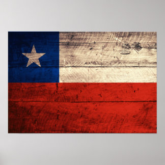 Fahne für alten Chile aus Holz Poster