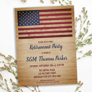 Fahne für das Militärruhestand Patriotic America Ankündigungspostkarte