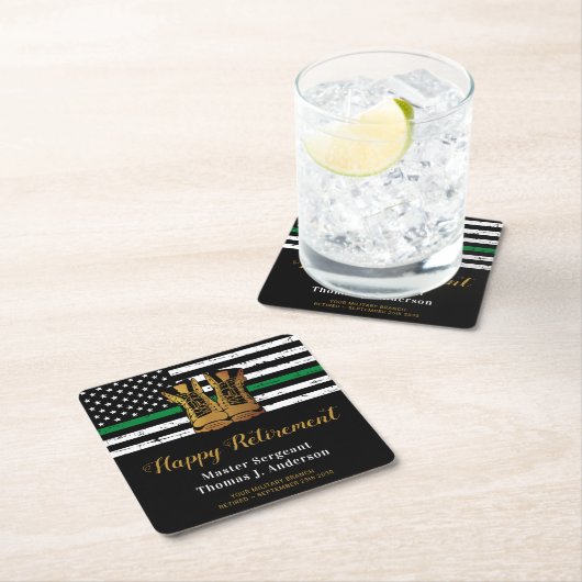 Fahne für die militärische Ruhestandsarmee mit dün Rechteckiger Pappuntersetzer (Vor Ort)