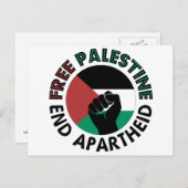 Fahne für ein freies Palästina-Ende der Apartheid  Postkarte (Vorne/Hinten)