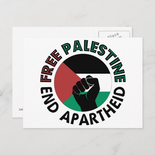 Fahne für ein freies Palästina-Ende der Apartheid  Postkarte (Vorne/Hinten)