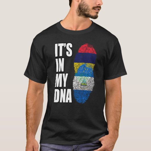 Fahne für nicaraguanische und mauritische Mix-DNA- T-Shirt (Vorderseite)
