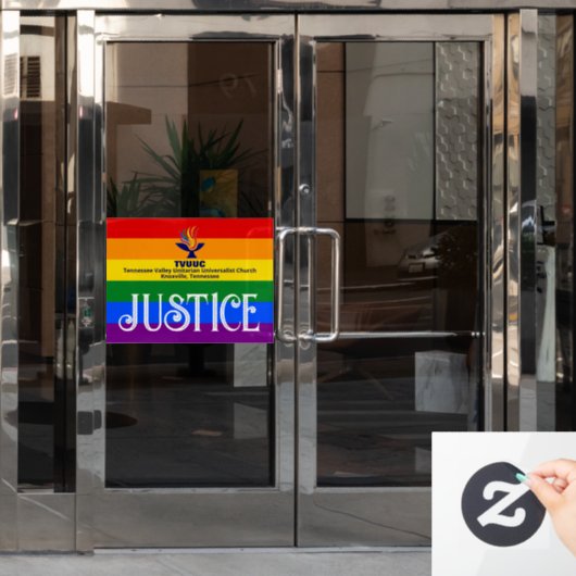 Fahne für Regenbogen / JUSTIZ - TVUC Fensteraufkleber (Büro Tür)