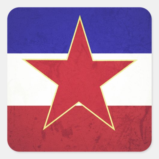 Fahne Jugoslawien Quadratischer Aufkleber (Vorderseite)