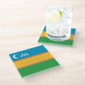 Fahne Karakalpakstan Glasuntersetzer (Schrägansicht)