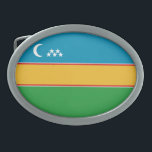 Fahne Karakalpakstan Ovale Gürtelschnalle<br><div class="desc">Patriotische Flagge von Karakalpakstan.</div>