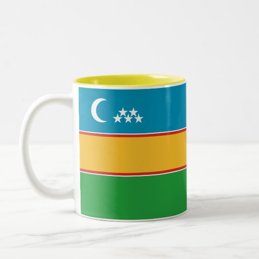 Fahne Karakalpakstan Zweifarbige Tasse (Links)