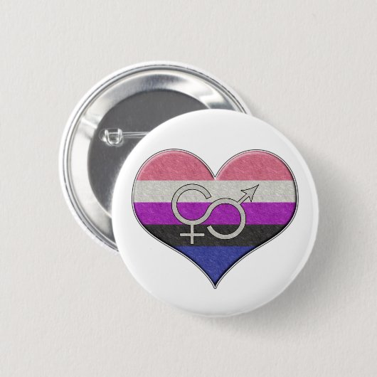 Fahne mit dem Flag "Large GeneFluid Pride" farbige Button (Vorne & Hinten)