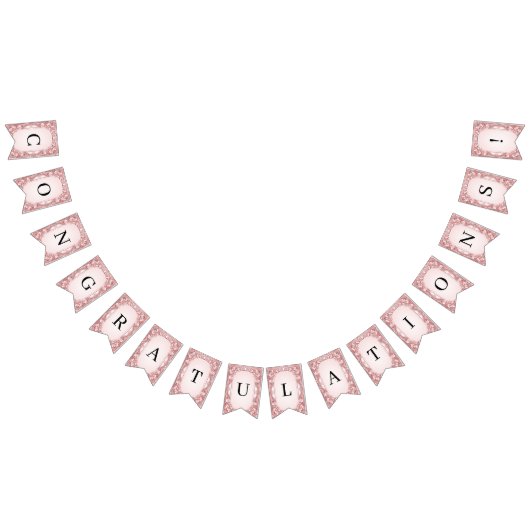 Fahne mit rosa Blumenrahmen Wimpelkette (Alle)