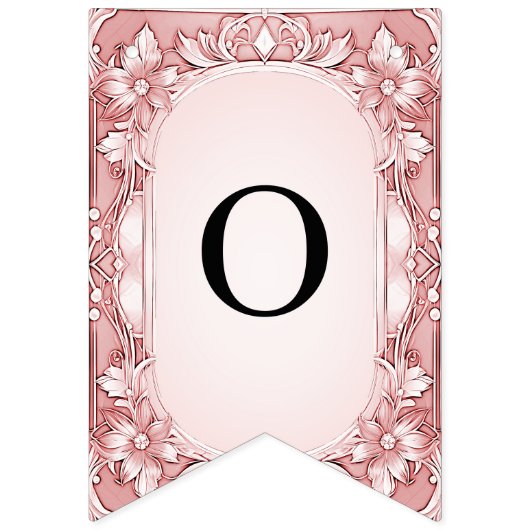 Fahne mit rosa Blumenrahmen Wimpelkette (Zweite Fahne)