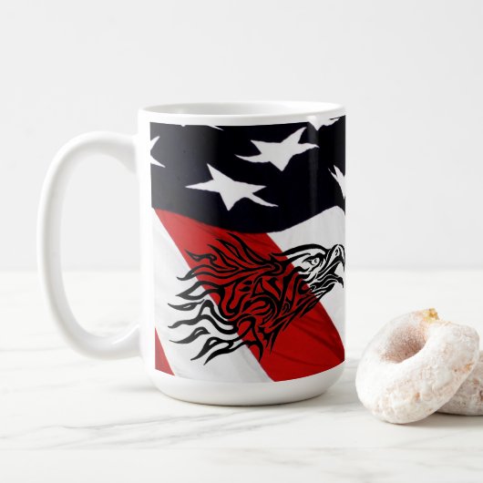 Fahne mit schreiender Adlergrafik Kaffeetasse (Mit Donut)