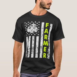 Fahne mit Traktor-Patriotic-Bauer T-Shirt