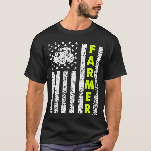 Fahne mit Traktor-Patriotic-Bauer T-Shirt (Vorderseite)