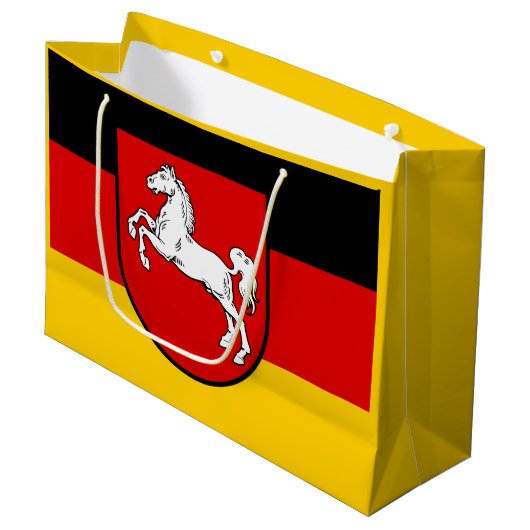 Fahne Niedersachsen Große Geschenktasche Geschenktüte (Vorderseite Schrägansicht)