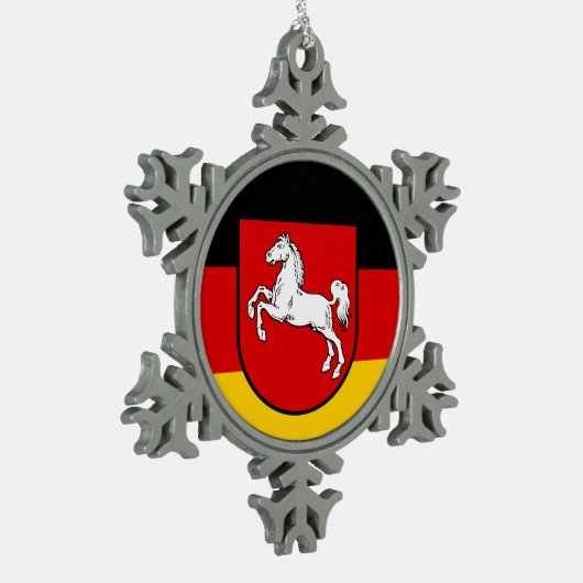 Fahne Niedersachsen Schneeflocken Weihnachten oder Zinn-Ornament (Links)